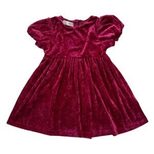 Zara Dark Pink Crushed Velvet Dress Size 3-4y